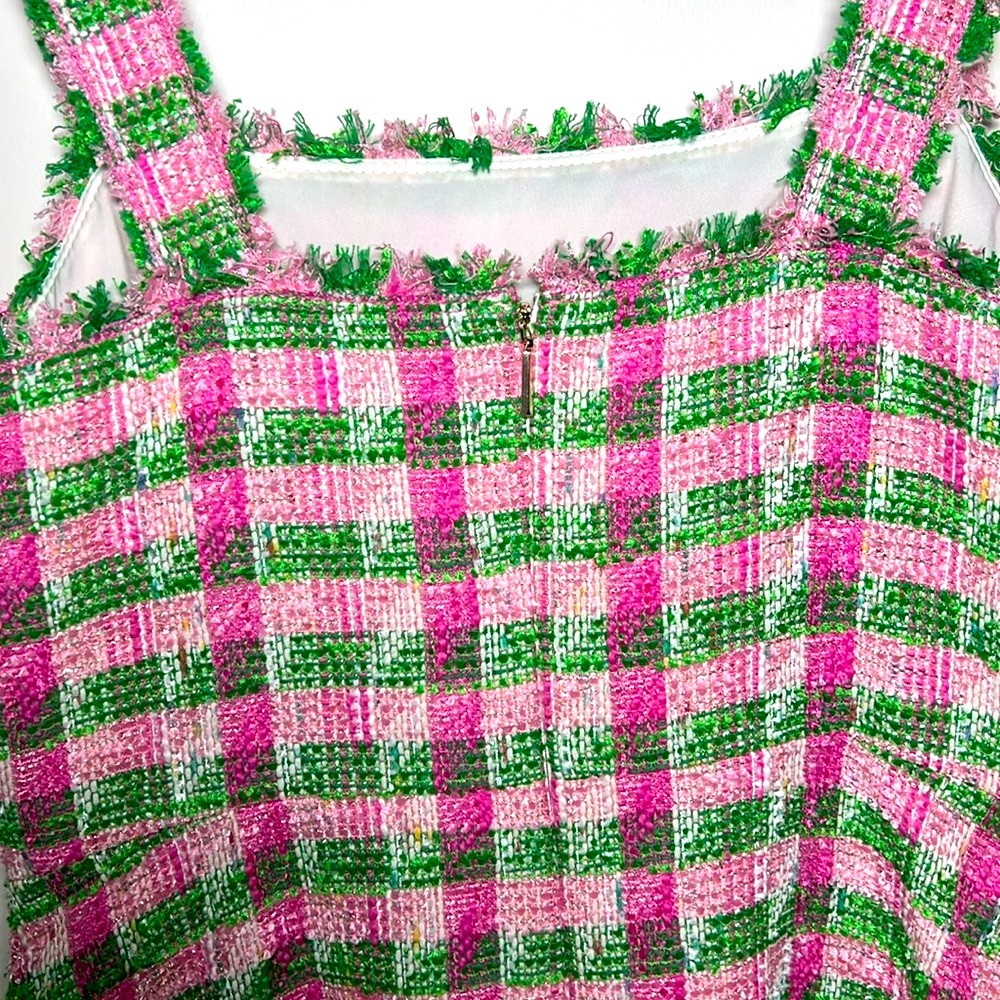 Kate Spade Pink and Green Plaid Tweed Dress/ 10 - Picture 5 of 14